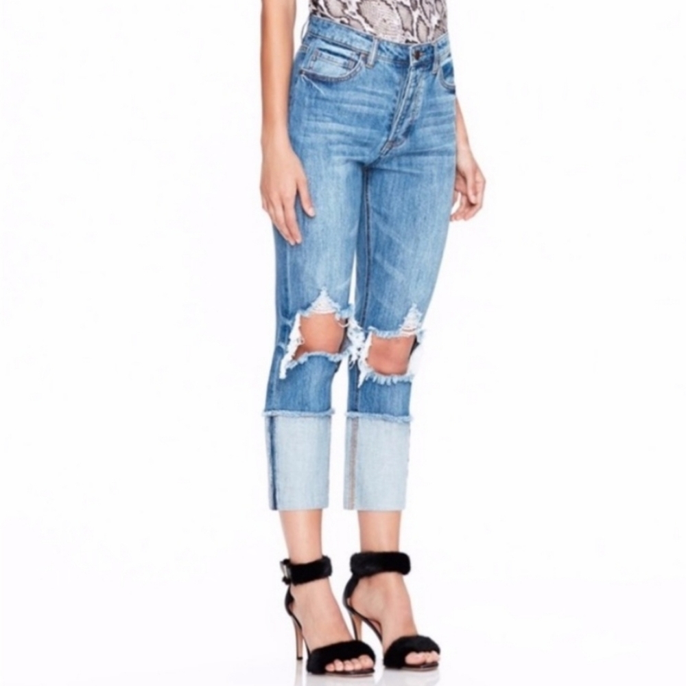 AFRM Light Blue Distressed Crop Jeans